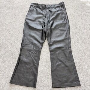 Avec Les Filles Leather Flare Crop Pants Womens 10 Black Classic Trouser